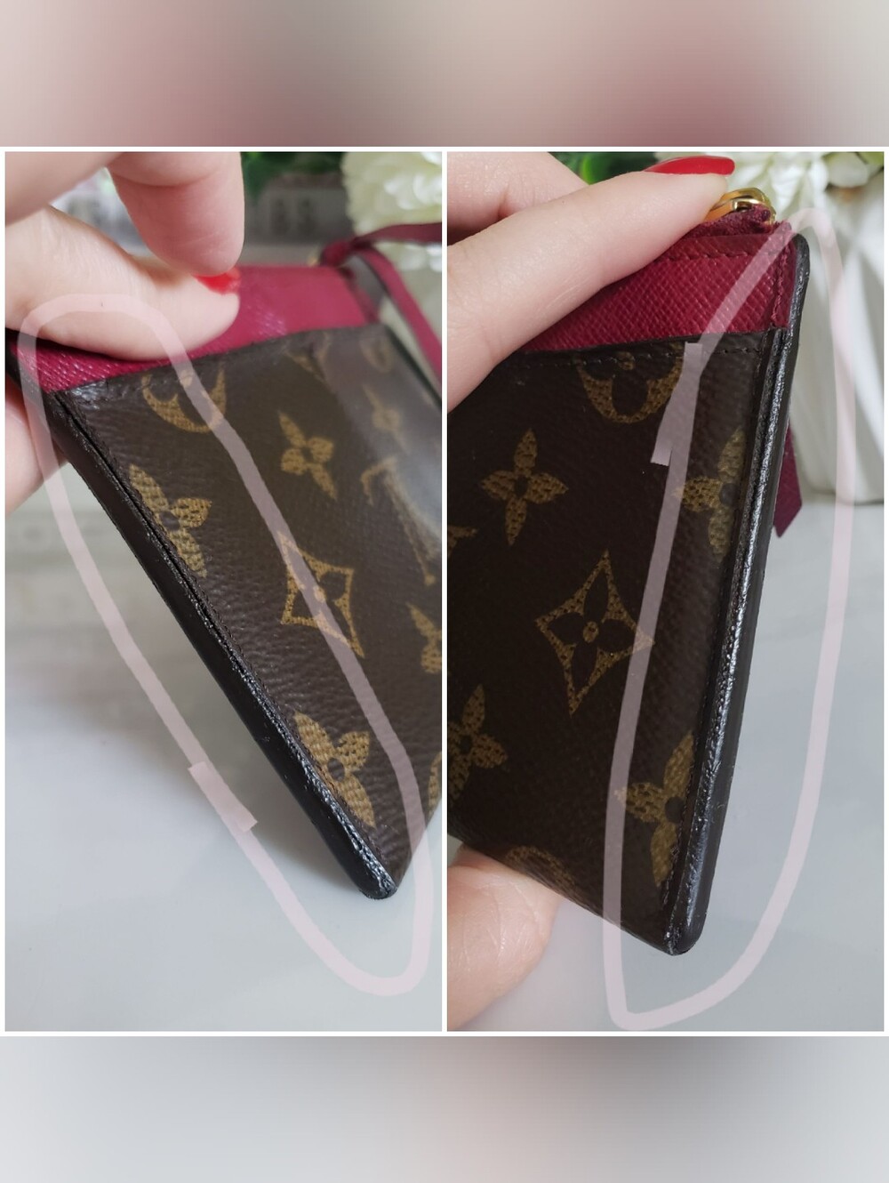 Authentic Pre-owned Louis Vuitton Monogram Canvas Zipped Card Holder Fuchsia - Picture 9 of 15